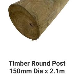 6" Timber round post 2.1m