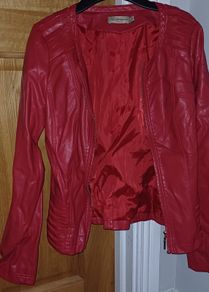 Red Leather Jacket (S) Escandelle Paris