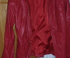Red Leather Jacket (S) Escandelle Paris