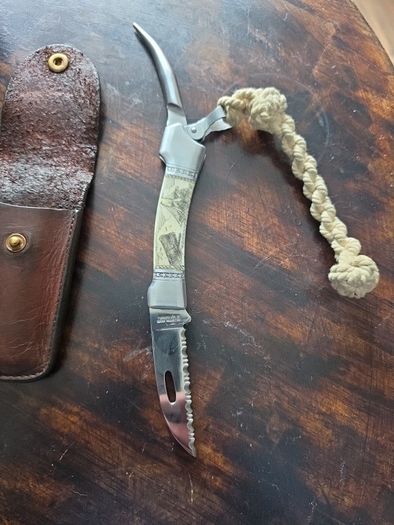 Myerchin Scrimshaw Rigging / Sailing Knife - Bone Handle - Unused + Leather Sheath