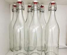 6 Glass Bottles 1 Liter with airtight stoppers and swing top lids