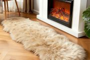 Faux Fur Sheepskin Rug, Beige, 2x6 ft | Super Soft Fluffy, High-Density Cushion, Bedroom Floor Sofa Living Room Runner, Plush Carpet, Sofa Cover Bedside