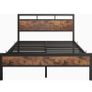 Double Bed Frame with Wooden Storage Shelf Headboard Image 5