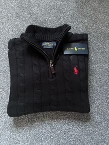 Black Ralph Lauren Cable Knit Quarter Zip