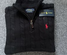 Black Ralph Lauren Cable Knit Quarter Zip