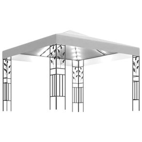 Gazebo with String Lights 3x3 m White 180 g/m sq