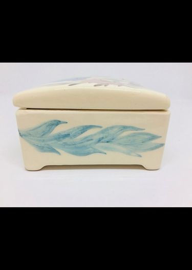 Vintage French ceramic hand-painted trinket box