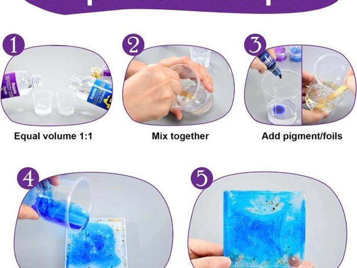 Resin Kit 380ml, Crystal Clear Epoxy Resin, Coating and Casting Resin with Foil Flakes, Resin Color Pigment, Sequins for Artwork, Jewelry Making