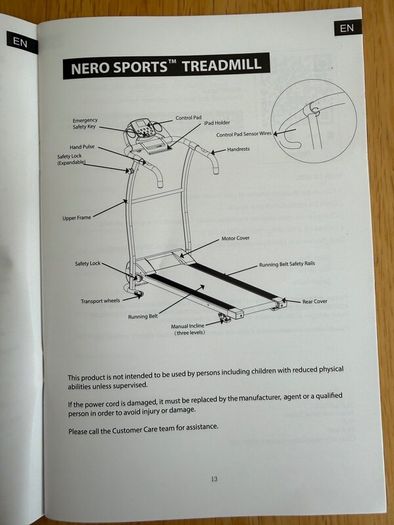 Nero Pro Folding Electric Treadmill + Mat  100