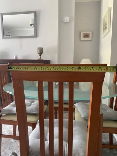 Dining table with glass top & 4 chairs