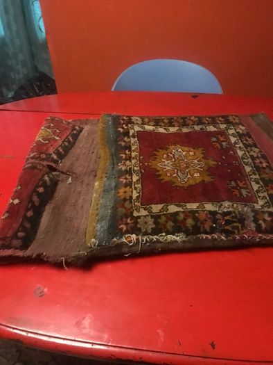 Antique Persien hand loomed saddleback bag