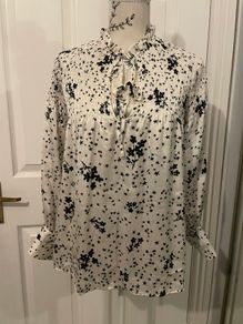 Zara Basic Star Floral Print Smocked Blouse - Size S