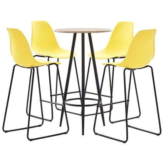 5 Piece Bar Set Plastic Yellow