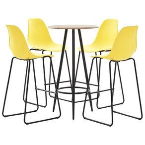 5 Piece Bar Set Plastic Yellow