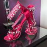 Carvela Red Studded High Heels with Rhinestones Size 37 Image 2