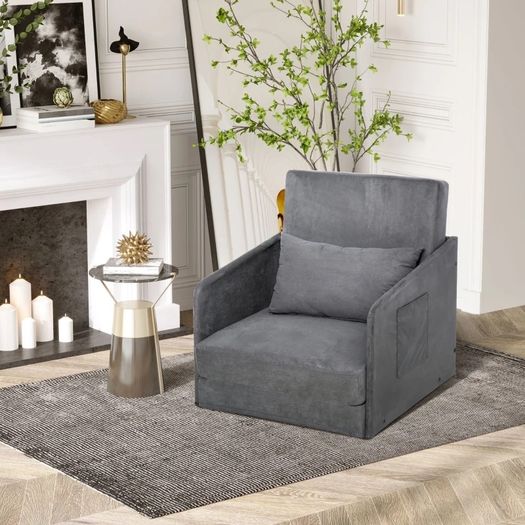 Faux Suede Single Sofa bed W/Pillow (FREE SHIPPING)