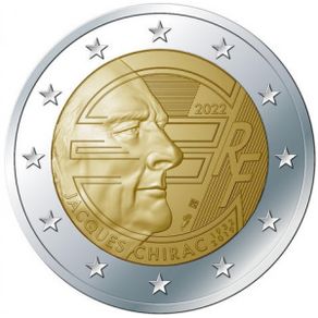 France 2 Euro Commemorative Coin 2022 - Jacques Chirac. Uncirculated.