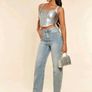 SHEIN BAE Square Neck Asymmetrical Hem PU Leather Tank Top Size S Image 5