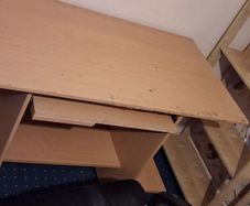 Large Natural Computer Desk without Keyboard Desk & Storage Shelves