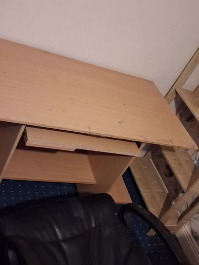 Large Natural Computer Desk without Keyboard Desk & Storage Shelves