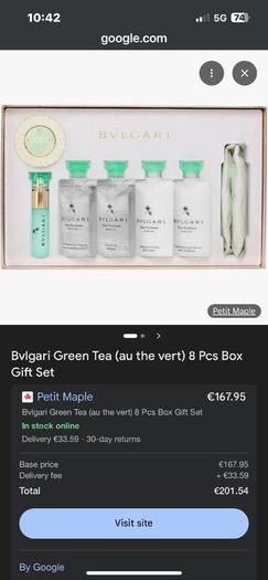 Bvlgari Au the Vert Parfumee 8 piece set , New.