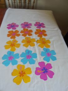 Hawaiian Hibiscus Flower Cut Outs & Leaves for Sale