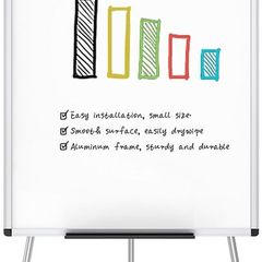 VIZ-PRO Flipchart Easel Whiteboard, Magnetic Portable Dry Wipe Board 90 x 60 cm, Tripod White Board Height Adjustable