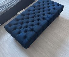 Chesterfield style Royal blue velvet pouffe
