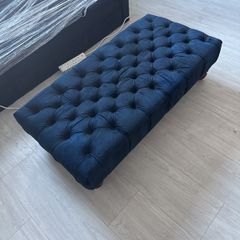 Chesterfield style Royal blue velvet pouffe