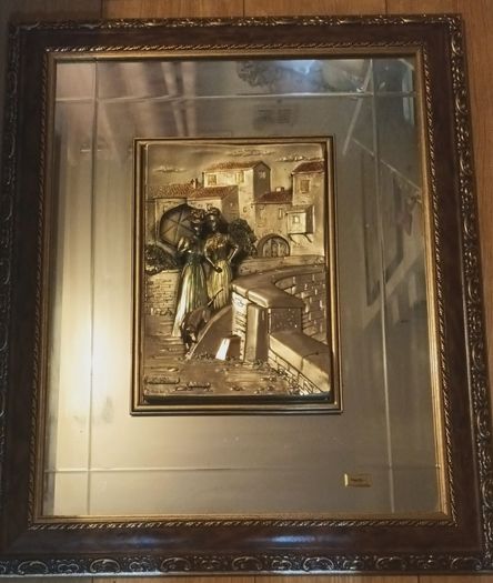 Linea Fusco Italian Silver {925} Italian art work mirror framed 3D sculpture wall art