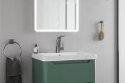 Eve 500 wall hung unit and basin green/white/navy/elm