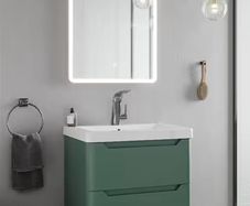 Eve 500 wall hung unit and basin green/white/navy/elm