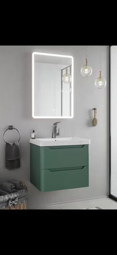 Eve 500 wall hung unit and basin green/white/navy/elm