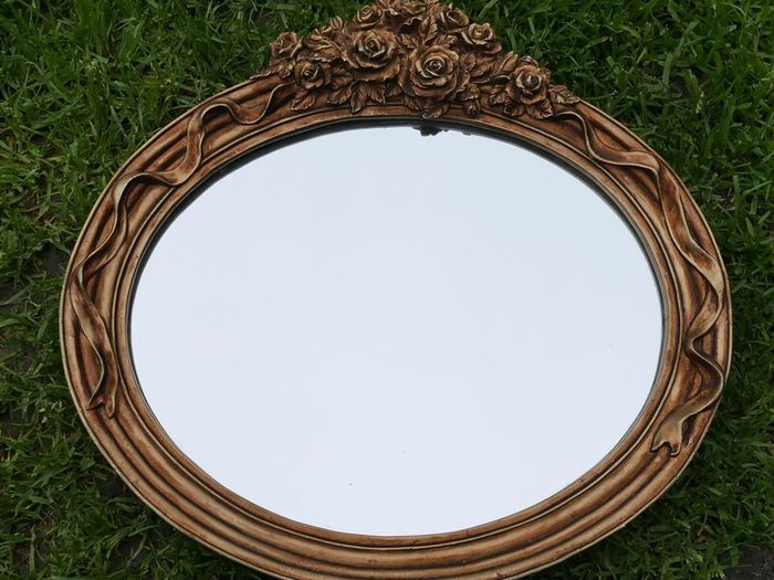 Vintage Oval  Ornate Beveled Wall Mirror