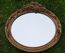 Vintage Oval  Ornate Beveled Wall Mirror