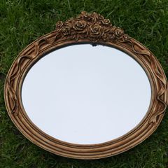 Vintage Oval  Ornate Beveled Wall Mirror