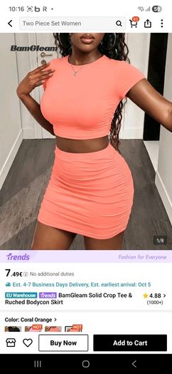 matching skirt and top