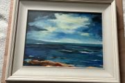 Original Helen Fitzpatrick ? Seascape Oil Painting High-Quality Custom frame