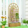 Wooden Raised Planter with Trellis, Raised Bed for Garden with Lattice and Drainage Holes for Climbing Plants Image 3