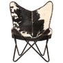 Butterfly Chair Black and White Genuine Goat Leather Image 4