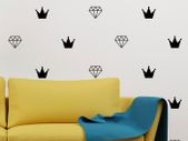 Diamond Crown Wall Decal, Diamond Crown Wall Decal, Diamond Crown Pattern, Girls Nursery, Princess Diamond Crown Decals, Gold Sticker, Monochrome Diamond Crown Patterns, Vinyl Decal Set, Wall Art