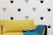 Diamond Crown Wall Decal, Diamond Crown Wall Decal, Diamond Crown Pattern, Girls Nursery, Princess Diamond Crown Decals, Gold Sticker, Monochrome Diamond Crown Patterns, Vinyl Decal Set, Wall Art