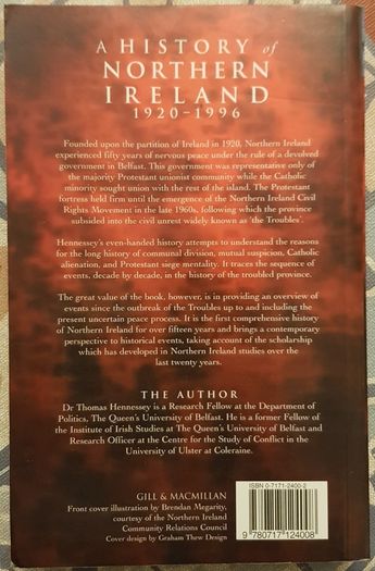 A History Of Northern Ireland 1920-1996 by Thomas Hennessy