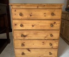 Restored Vintage 5-Drawer Pine Chest of Drawers