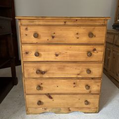 Restored Vintage 5-Drawer Pine Chest of Drawers