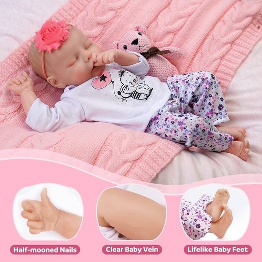 NEW SALE | Reborn dolls - 17-Inch Handmade Realistic Baby Dolls Soft Cloth Body with Toy Accessories