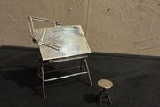 925 Sterling Silver Drawing Table and Stool Scuplture by UnoAerre