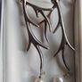 Vintage Sterling Silver 925 Antler Earrings Feature a Unique Branch-like Design Accented with Dangling White Pearls Image 8