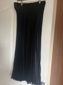 Brand new black satin pleated midi with label