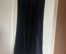 Brand new black satin pleated midi with label